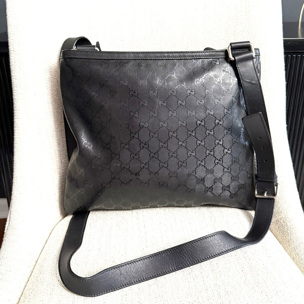 Authentic Gucci Fiat 500 collaboration unisex crossbody bag black imprime canvas - Picture 6 of 16
